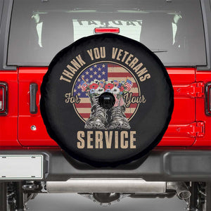 Veterans Spare Tire Cover Thank You Veterans For Your Service American Flag Combat Shoes TS11 Black Print Your Wear