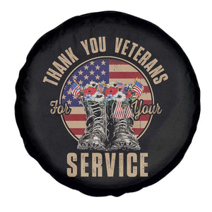 Veterans Spare Tire Cover Thank You Veterans For Your Service American Flag Combat Shoes TS11 Print Your Wear