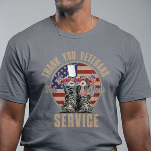 Veterans T Shirt Thank You Veterans For Your Service American Flag Combat Shoes TS11 Charcoal Print Your Wear