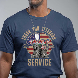 Veterans T Shirt Thank You Veterans For Your Service American Flag Combat Shoes TS11 Navy Print Your Wear