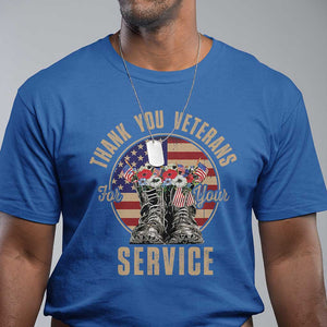 Veterans T Shirt Thank You Veterans For Your Service American Flag Combat Shoes TS11 Royal Blue Print Your Wear