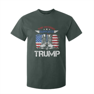 Trump Supporter T Shirt For Kid This Veteran Supports Trump American Flag TS11 Dark Forest Green Print Your Wear