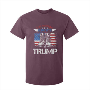 Trump Supporter T Shirt For Kid This Veteran Supports Trump American Flag TS11 Maroon Print Your Wear