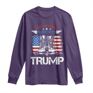 Trump Supporter Long Sleeve Shirt This Veteran Supports Trump American Flag TS11 Purple Print Your Wear