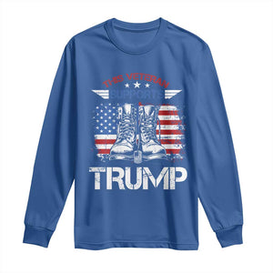 Trump Supporter Long Sleeve Shirt This Veteran Supports Trump American Flag TS11 Royal Blue Print Your Wear