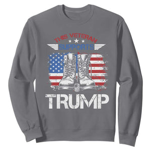 Trump Supporter Sweatshirt This Veteran Supports Trump American Flag TS11 Charcoal Print Your Wear