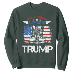 Trump Supporter Sweatshirt This Veteran Supports Trump American Flag TS11 Dark Forest Green Print Your Wear