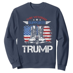 Trump Supporter Sweatshirt This Veteran Supports Trump American Flag TS11 Navy Print Your Wear