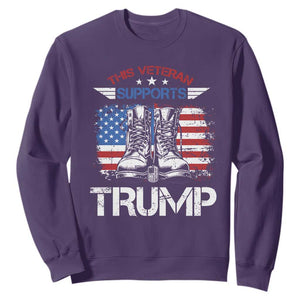 Trump Supporter Sweatshirt This Veteran Supports Trump American Flag TS11 Purple Print Your Wear