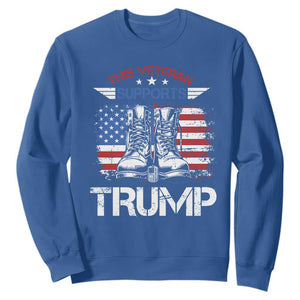 Trump Supporter Sweatshirt This Veteran Supports Trump American Flag TS11 Royal Blue Print Your Wear