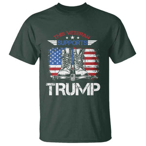 Trump Supporter T Shirt This Veteran Supports Trump American Flag TS11 Dark Forest Green Print Your Wear