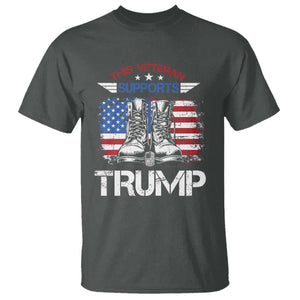 Trump Supporter T Shirt This Veteran Supports Trump American Flag TS11 Dark Heather Print Your Wear