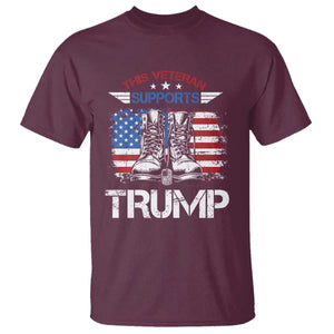 Trump Supporter T Shirt This Veteran Supports Trump American Flag TS11 Maroon Print Your Wear