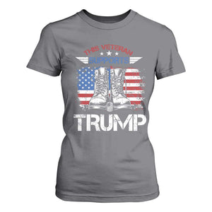 Trump Supporter T Shirt For Women This Veteran Supports Trump American Flag TS11 Charcoal Print Your Wear