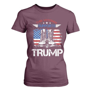 Trump Supporter T Shirt For Women This Veteran Supports Trump American Flag TS11 Maroon Print Your Wear