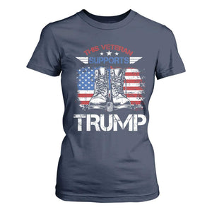 Trump Supporter T Shirt For Women This Veteran Supports Trump American Flag TS11 Navy Print Your Wear