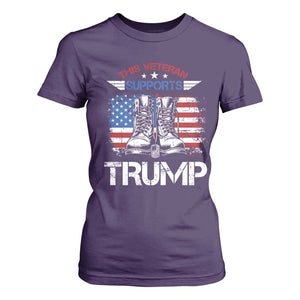 Trump Supporter T Shirt For Women This Veteran Supports Trump American Flag TS11 Purple Print Your Wear