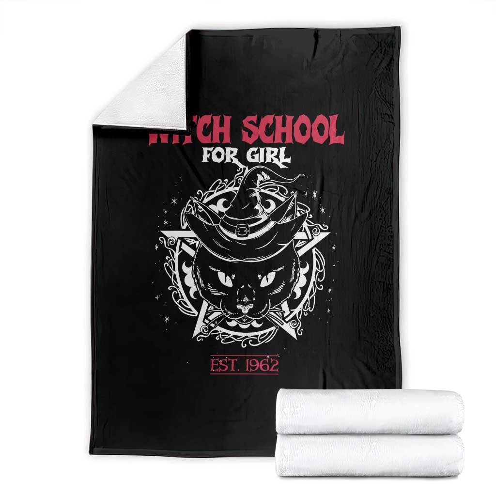 Halloween Witches Throw Blanket Witch School For Girl Est 1962 Black Cat