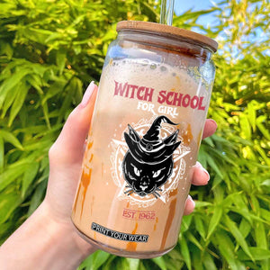 Halloween Witches Glass Can Witch School For Girl Est 1962 Black Cat