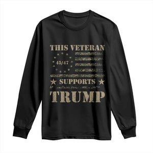 Trump Supporter 2024 Long Sleeve Shirt This Veteran Supports Trump Camo Betsy Ross Flag TS11 Black Print Your Wear