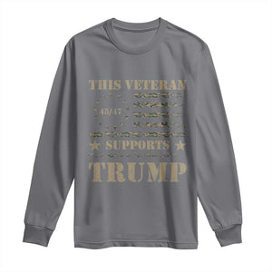 Trump Supporter 2024 Long Sleeve Shirt This Veteran Supports Trump Camo Betsy Ross Flag TS11 Charcoal Print Your Wear