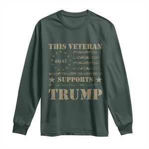 Trump Supporter 2024 Long Sleeve Shirt This Veteran Supports Trump Camo Betsy Ross Flag TS11 Dark Forest Green Print Your Wear