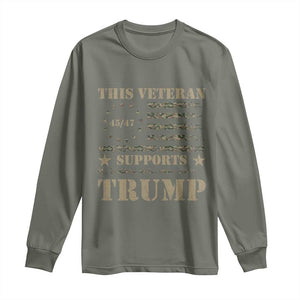 Trump Supporter 2024 Long Sleeve Shirt This Veteran Supports Trump Camo Betsy Ross Flag TS11 Military Green Print Your Wear