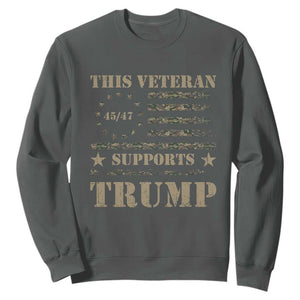 Trump Supporter 2024 Sweatshirt This Veteran Supports Trump Camo Betsy Ross Flag TS11 Dark Heather Print Your Wear