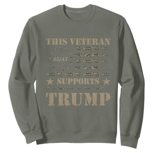 Trump Supporter 2024 Sweatshirt This Veteran Supports Trump Camo Betsy Ross Flag TS11 Military Green Print Your Wear