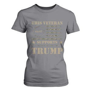 Trump Supporter 2024 T Shirt For Women This Veteran Supports Trump Camo Betsy Ross Flag TS11 Charcoal Print Your Wear