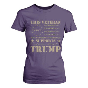 Trump Supporter 2024 T Shirt For Women This Veteran Supports Trump Camo Betsy Ross Flag TS11 Purple Print Your Wear