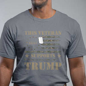 Trump Supporter 2024 T Shirt This Veteran Supports Trump Camo Betsy Ross Flag TS11 Charcoal Print Your Wear