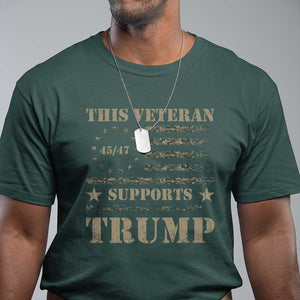 Trump Supporter 2024 T Shirt This Veteran Supports Trump Camo Betsy Ross Flag TS11 Dark Forest Green Print Your Wear