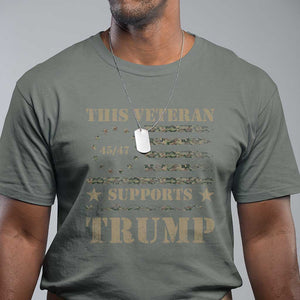 Trump Supporter 2024 T Shirt This Veteran Supports Trump Camo Betsy Ross Flag TS11 Military Green Print Your Wear