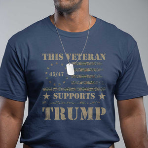 Trump Supporter 2024 T Shirt This Veteran Supports Trump Camo Betsy Ross Flag TS11 Navy Print Your Wear