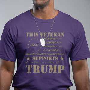 Trump Supporter 2024 T Shirt This Veteran Supports Trump Camo Betsy Ross Flag TS11 Purple Print Your Wear