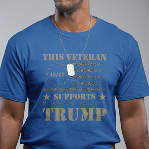 Trump Supporter 2024 T Shirt This Veteran Supports Trump Camo Betsy Ross Flag TS11 Royal Blue Print Your Wear