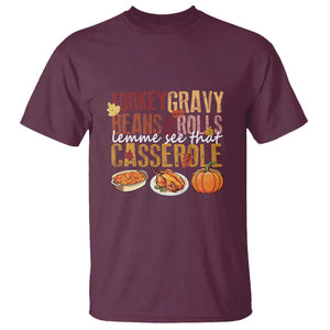 Thanksgiving T Shirt Turkey Gravy Beans And Rolls Lemme See That Casserole Foods TS11 Maroon Print Your Wear