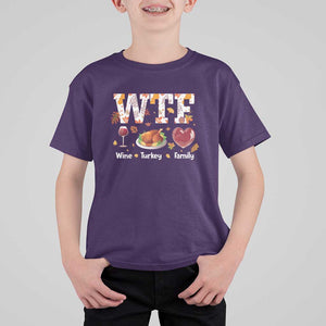 Thanksgiving T Shirt For Kid WTF Wine Turkey Family Autumn Season Leaves TS11 Purple Print Your Wear