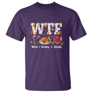 Thanksgiving T Shirt WTF Wine Turkey Family Autumn Season Leaves TS11 Purple Print Your Wear