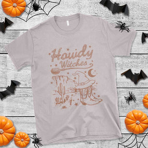 Halloween Cowgirl T Shirt Howdy Witches Retro Cowboy Boots Witch Hat Broom TS11 Ice Gray Print Your Wear