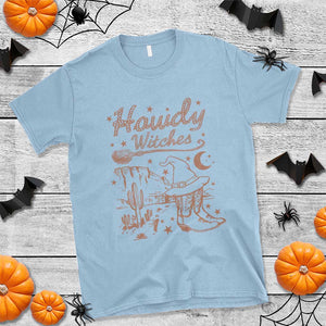 Halloween Cowgirl T Shirt Howdy Witches Retro Cowboy Boots Witch Hat Broom TS11 Light Blue Print Your Wear