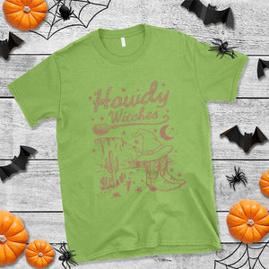 Halloween Cowgirl T Shirt Howdy Witches Retro Cowboy Boots Witch Hat Broom TS11 Lime Print Your Wear