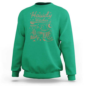 Halloween Cowgirl Sweatshirt Howdy Witches Retro Cowboy Boots Witch Hat Broom TS11 Irish Green Print Your Wear