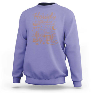 Halloween Cowgirl Sweatshirt Howdy Witches Retro Cowboy Boots Witch Hat Broom TS11 Violet Print Your Wear