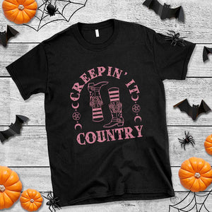 Halloween Cowgirl T Shirt Creepin It Country Cowboy Boots Witch Socks Pentagram TS11 Black Print Your Wear