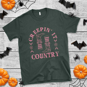 Halloween Cowgirl T Shirt Creepin It Country Cowboy Boots Witch Socks Pentagram TS11 Dark Forest Green Print Your Wear