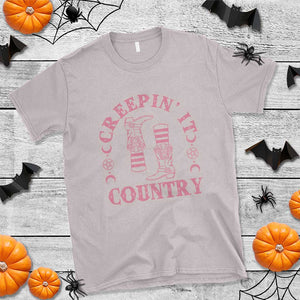 Halloween Cowgirl T Shirt Creepin It Country Cowboy Boots Witch Socks Pentagram TS11 Ice Gray Print Your Wear