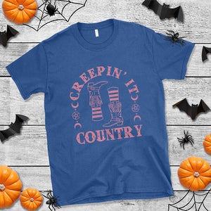 Halloween Cowgirl T Shirt Creepin It Country Cowboy Boots Witch Socks Pentagram TS11 Royal Blue Print Your Wear