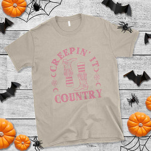 Halloween Cowgirl T Shirt Creepin It Country Cowboy Boots Witch Socks Pentagram TS11 Sand Print Your Wear